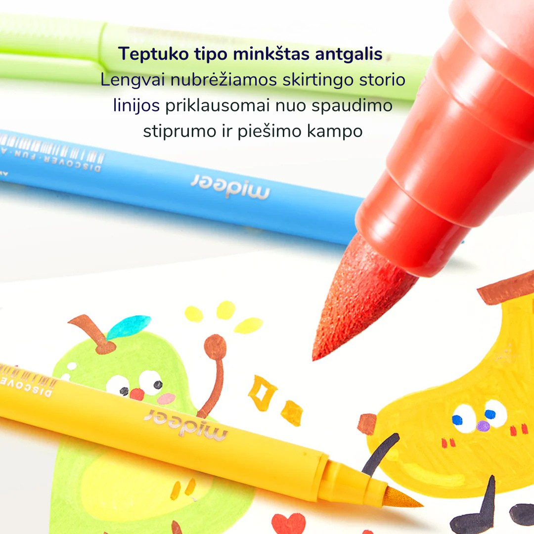 Akriliniai markeriai su teptukiniu antgaliu spalvinimo dėkle – 24 spalvos