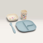 Silikoninių indų rinkinys vaikams, lėkštė dubenėlis puodelis šaukštas